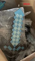 60cm Minecraft BIG Blue Diamond Sword Soft EVA Foam Toys steve ax shovel kids cosplay toy For Boys Children fans birthday gift
