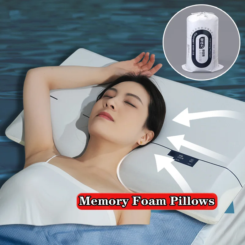 

Ergonomic Memory Foam Pillow Slow Rebound Space Concave Cervical Spine Pillows for Neck Pain Relief Dual Core Low/Mid/High