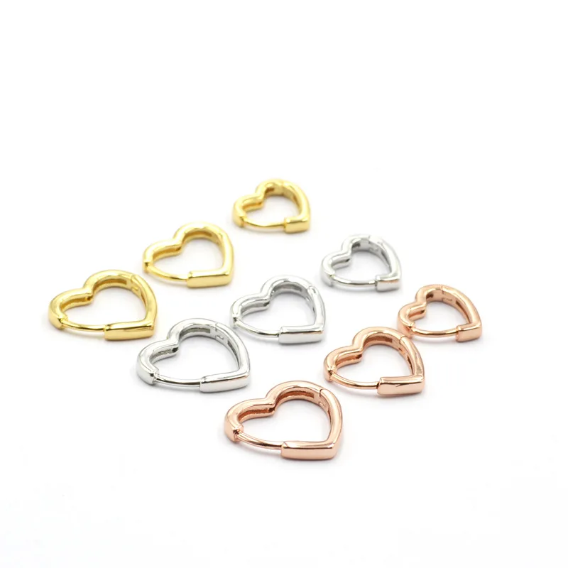 Simple Design Gold/Silver Color Hollow Heart Hoop Earrings For Women Fashion Vintage Ear Cuff Piercing Earring Party Jewelry 20g