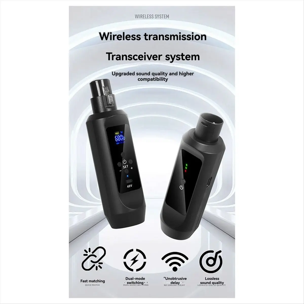 AA19 48V Microphone Transmitter and Receiver Wired Instrument Condenser Dynamic Microphone to Wireless Universal Converter