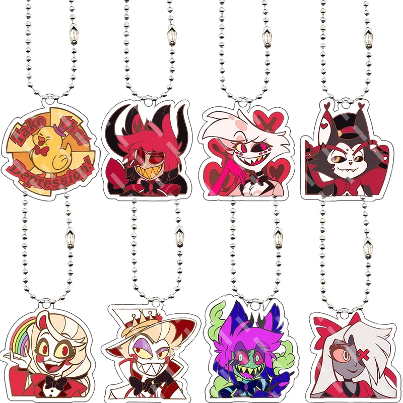 Cartoon Hazbin Hotel Charlie Alastor Angel Dust Husk Character Anime Keychain Pendant Accessory Backpack Charm Decoration Gifts