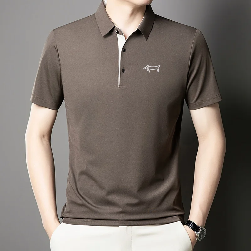 Luxusmarke Herren Bedrucktes Poloshirt Original Einfarbiges Lässiges Kurzarm-T-Shirt mit Kragen Sommer Neuer Trend Business Herrenmode – Detail 14