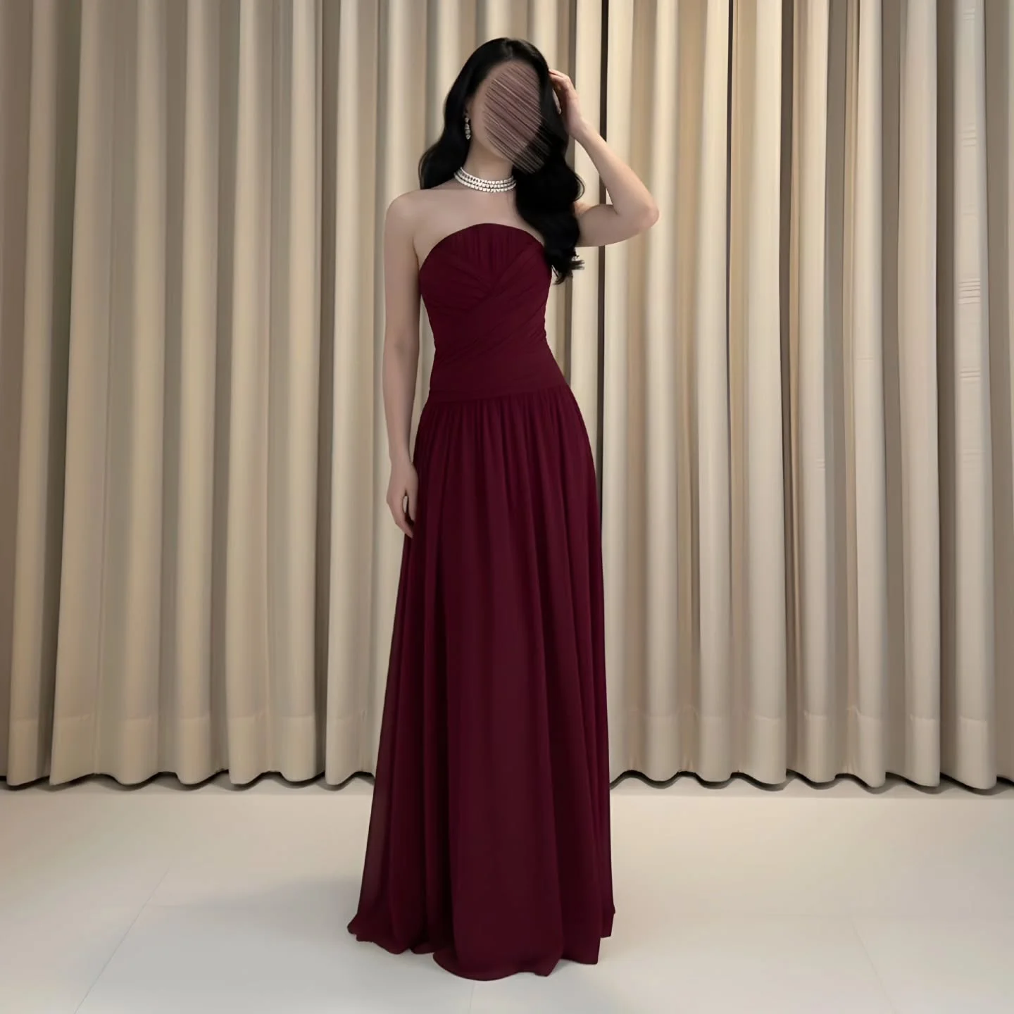 

Evening Luxury Dresses Dubai Vintage Claret Formal Occasion Prom Gowns Strapless Satin vestidos en liquidación envío gratis