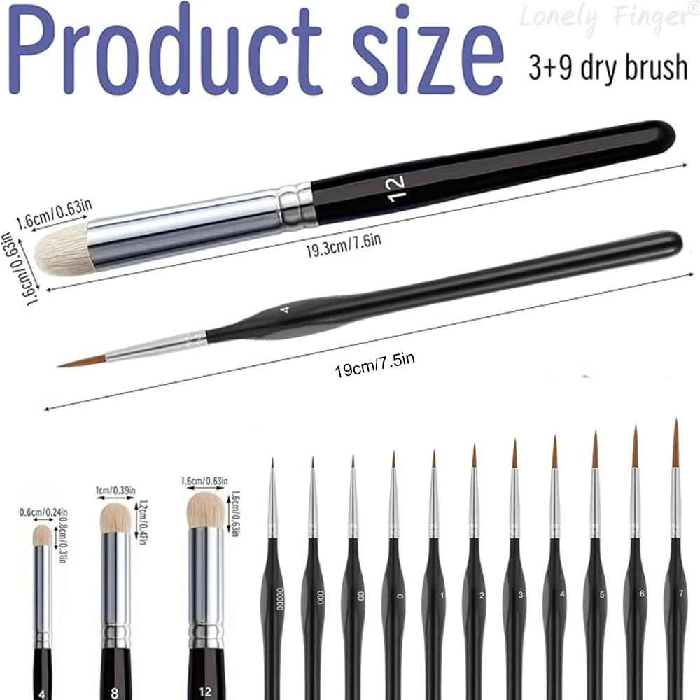 Miniature Paint Brushes, 3/11/14 PCS Dry Brush Model Brushes, Micro Detail Paint Brush Set for Acrylics, Oils, Figurine