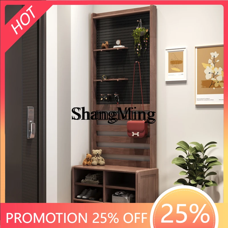 

SM new solid wood coated cabinet, shoe change stool against the wall, shoe cabinet, clothes locker