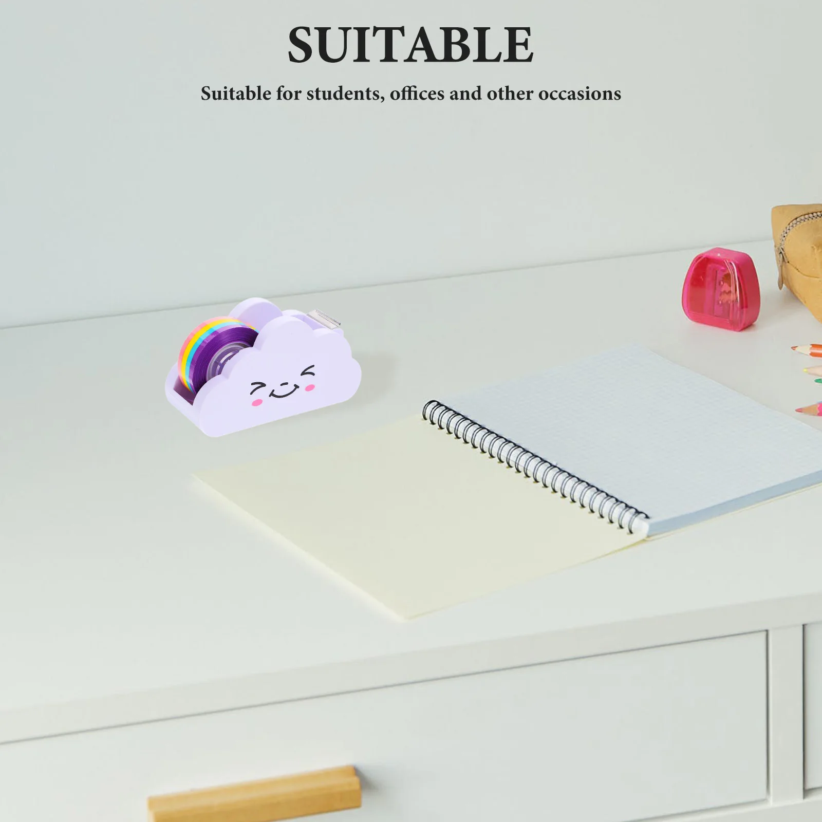

Cute Cloud Tape Dispenser Desk Set Including Colorful Washi Tape Ideal for Students Teachers DIY Journaling Scrapbooking
