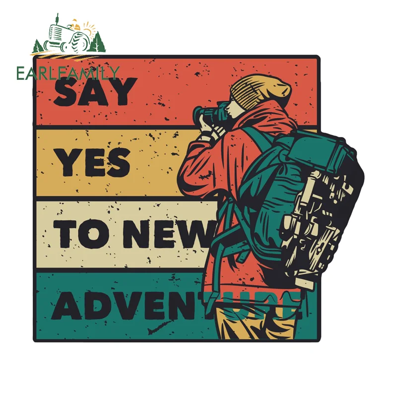 

EARLFAMILY Say Yes To New Adventure Car Stickers Computer Host Cute DIY Decals Car Occlusion Scratch Waterproof Decoration