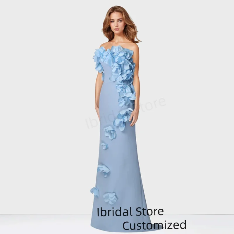 Maßgeschneidertes elegantes Abendkleid, luxuriöse Abschlussball-Partykleider für Damen, rückenlang, Blumen, ärmellos, für besondere Anlässe