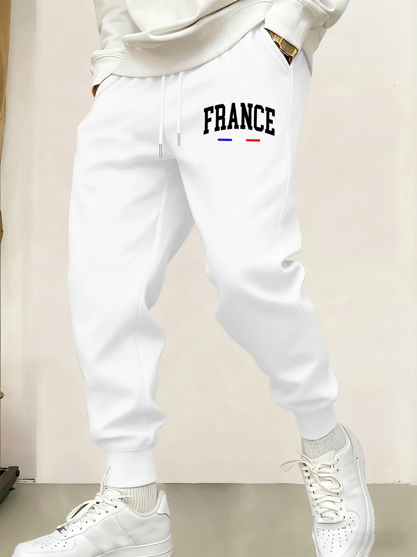 

France Letter Creativity Printing Long Pants Man'S Warm Fleece Sweatpants Joggers 10 Colors Trousers Sports Drawstring Britches