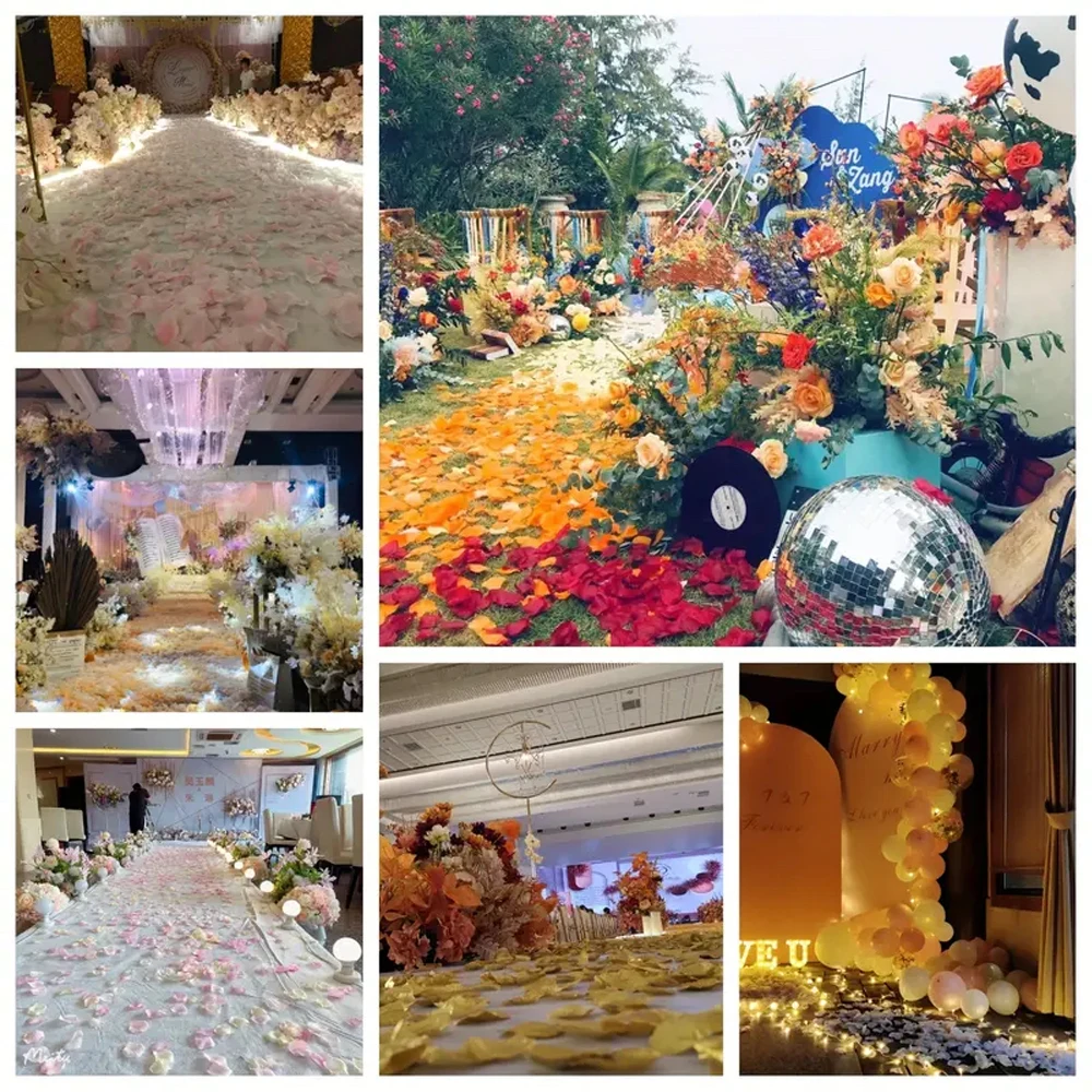 10000-100 Stück künstliche getrocknete Blumen, rot, weiß, goldfarben, Seide, künstliche gefälschte Rosenblätter, Blätter, Party, Geburtstag, Event, Hochzeit, Dekoration – Detail 8