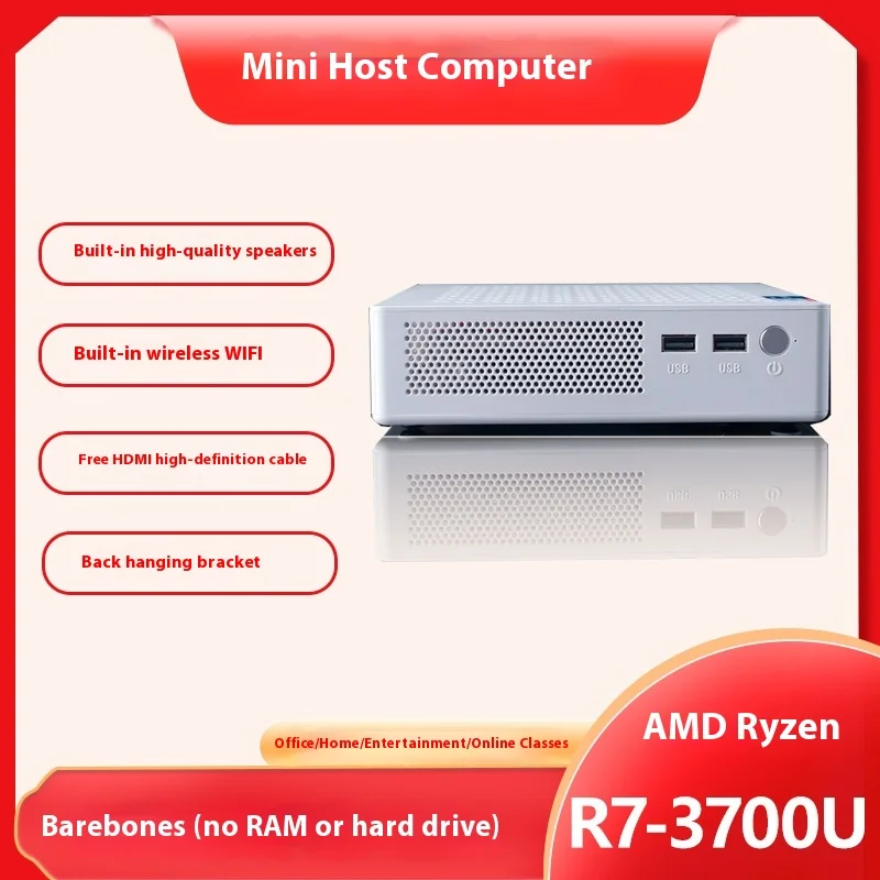SZBOX M37 Mini-pc AMD Ryzen R7-3700U M.2 2280 NVME-protocol SSD WIFI 6 BT5.2 Win 11 Dual-screen 4K Desktop Office Gaming Computer