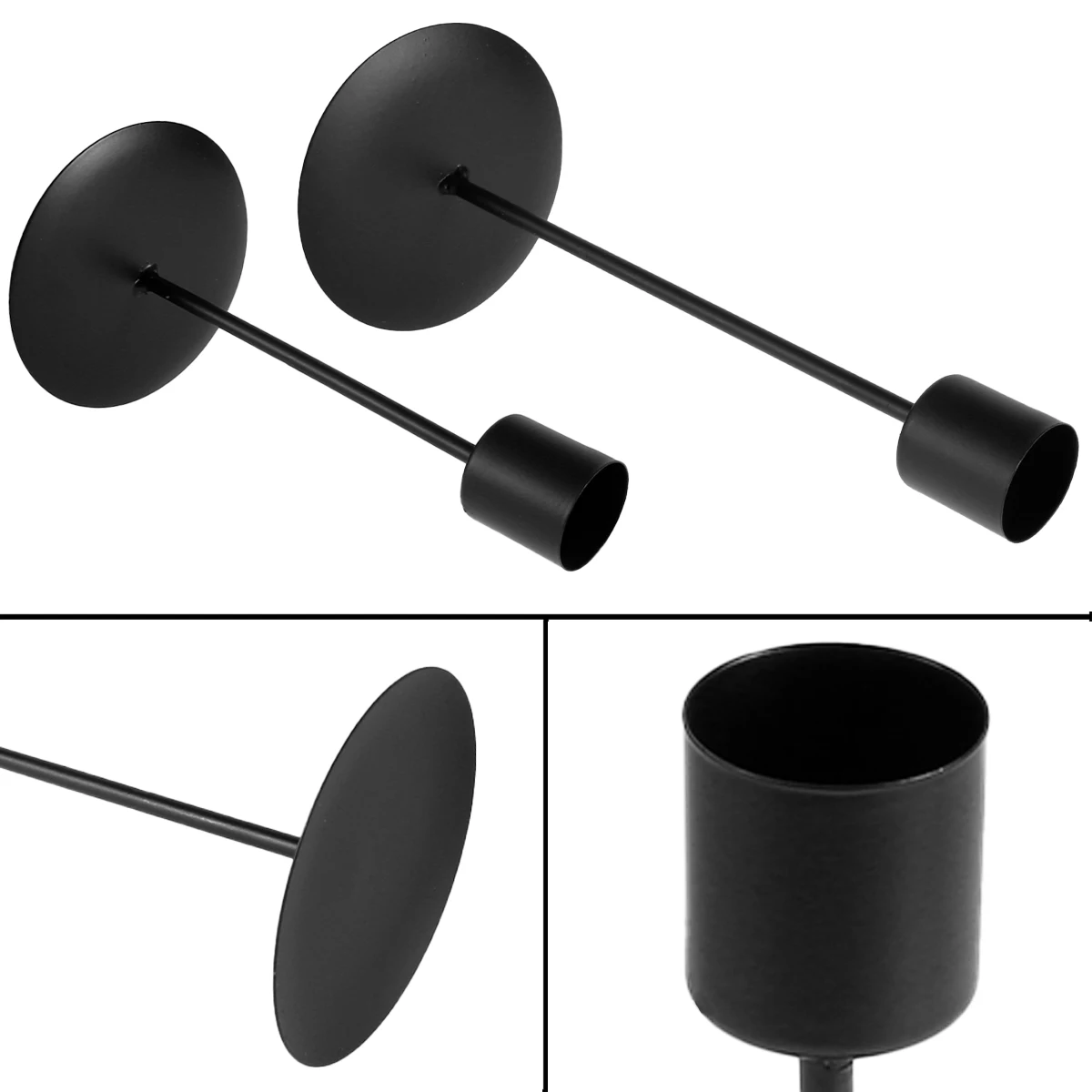 Candle Holder 2Pcs Metal Candlestick Holder for Taper Candle Decorative Black Candle Holder for Home Decor Wedding Dinning Party