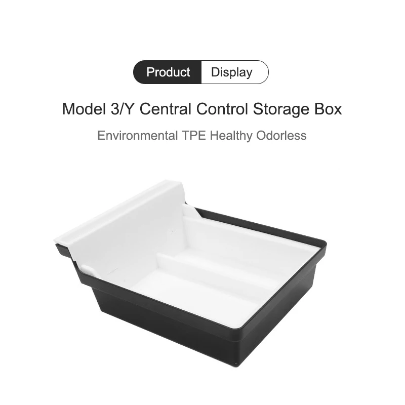 White Storage Box for Tesla Model 3 Y TPE+ABS Double Layered Dashboard Screen Armrest Central Control Boxes Interior Accessories