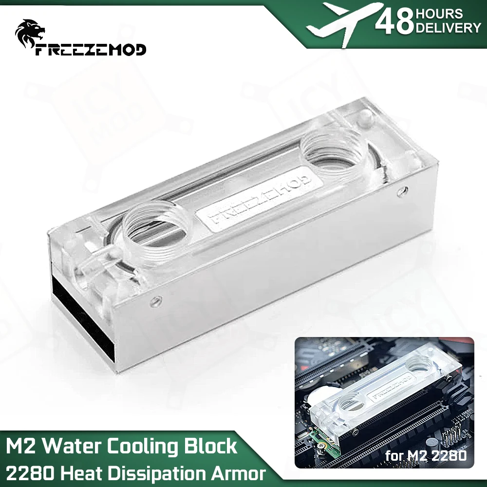 

FREEZEMOD FREEZEMOD M2.0 Solid State Memory Water Cooling Block for 2280 Heat Dissipation Armor G1/4 'Threaded Acrylic/ Copper