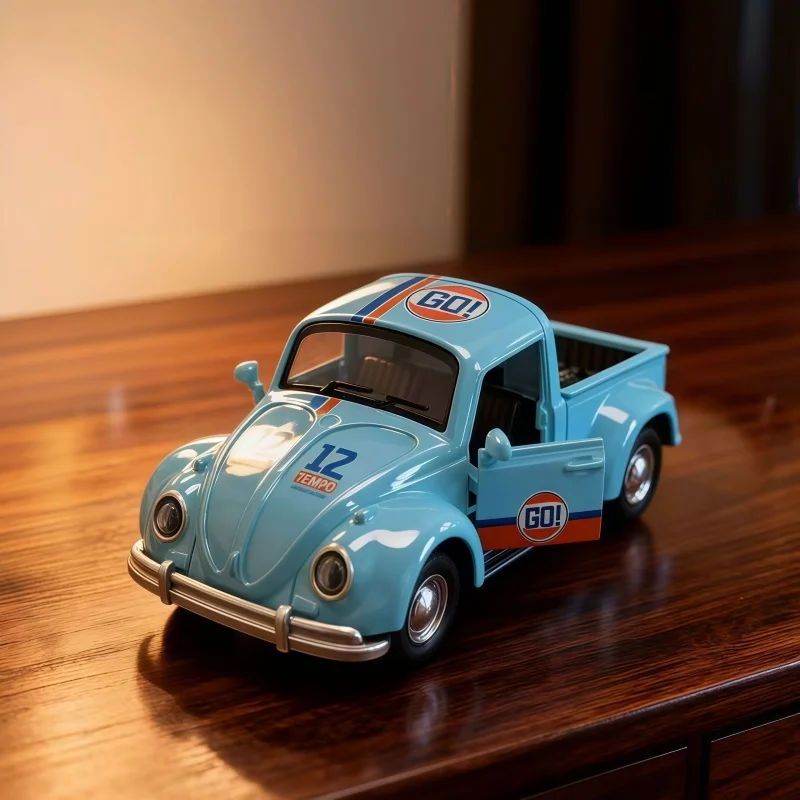 1:36 Retro Pickup Alloy Diecast Model, Racing Sticker Decals, Openable Doors, Home & Office Display Ornament