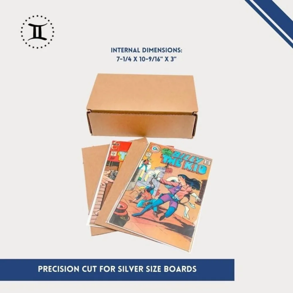 Comic Box Mailers - Pack of 25 with Filler Pads, Ships Up to 35 Comics, Current Size Boards, Heavy Duty Protection for Comic Boo