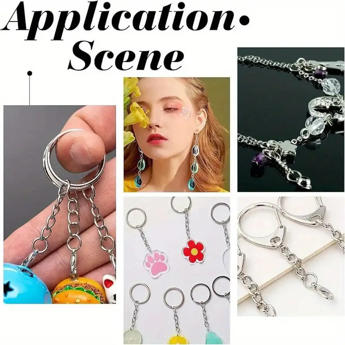 Aproximadamente 100 Uds. Anillos de conexión de acero inoxidable, anillos de conexión de doble anillo, bricolaje hecho a mano para accesorios de joyería, collares