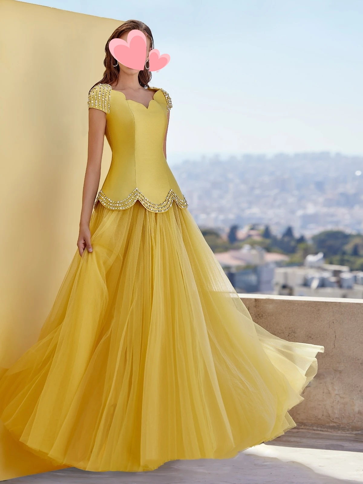 

Other Shore Elegant Vintage Sweet Yellow Beads A-Line Stylish V-Neck Customize Formal Occasion Prom Dress Evening Party Gowns