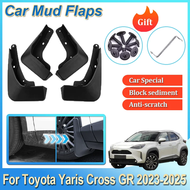 

Для Toyota Yaris Cross GR 2023 2024 2025 4 шт. автомобильные брызговики, брызгозащищенное переднее и заднее крыло, крышка колеса, брызговики, автоаксессуары