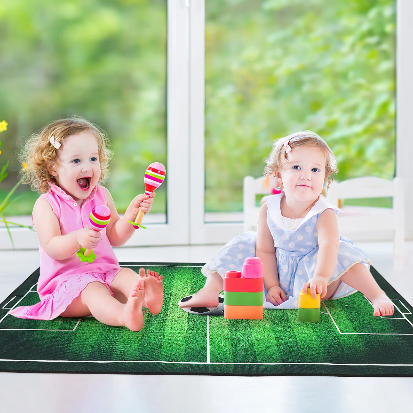 

Floor Carpets for Living Room Soccer Rug Bedroom Pattern Mat Sports Theme Decorative