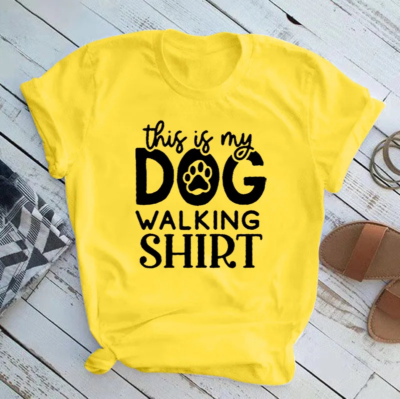 

Cotton 100% New Europe and The United States This Is My Dog Printed Round Neck Short-sleeved T-shirt