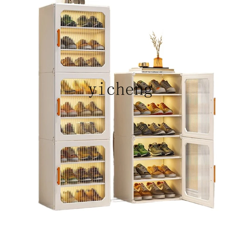 

Door Living Room Shoe Cabinet Dustproof Foldable Splicing Shoe Cabinet Magical Simple Small Balcony Shoe Rack home decor