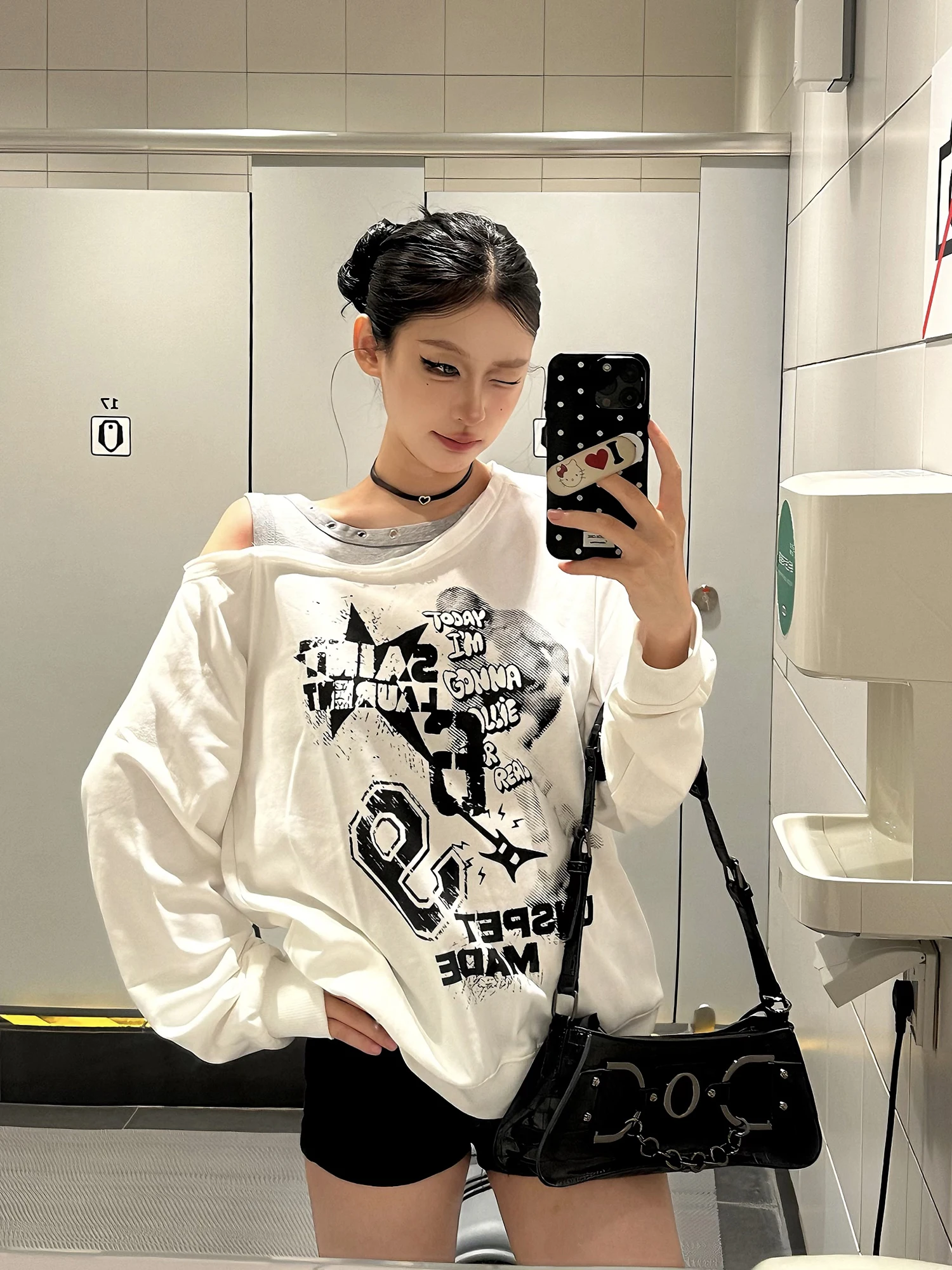 

Street Sle fiti Print Oversized oulder Bared Sweatirt for Women Autumn Winter Loose Top Casual Comfortable Breathable