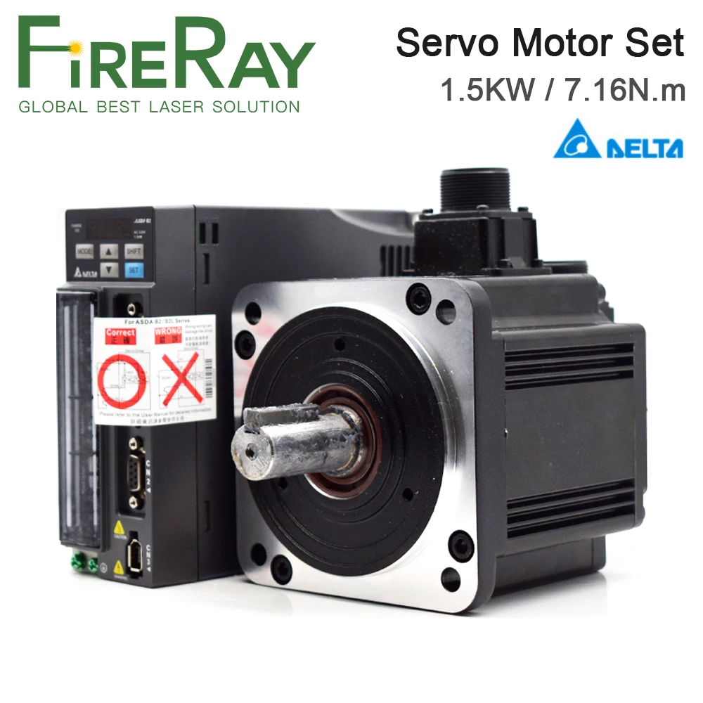 FireRay Servo Motor 1.5KW B2 Series ASD-B2-1521-B+ECMA-E21315RS 7.16N.m 8.3A with 3M Cable for Automated Industry