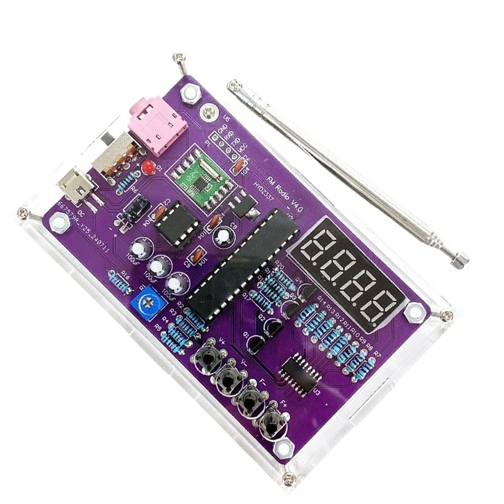 RDA5807S FM Radio Kit Radio Assembly Kit FM Digital Tube Display Teaching Electronics DIY Production Microcontroller Welding Par