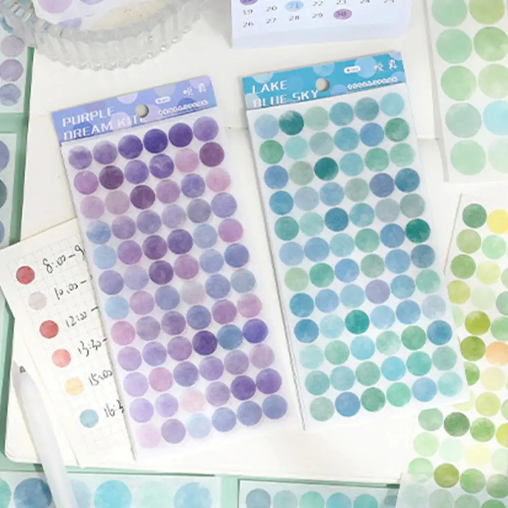 Round 6 Sheets Practical Super Sticky Journal Sticker 4 Styles Hand Account Sticker Self-adhesive   School Supplies