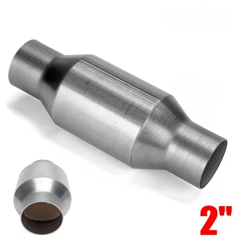 

Universal 2'' /5.08cm Car Catalytic Converter Sport Exhaust 400 Cells High Flow Catalyst Converter Euro1 Stainless Steel Weld-On