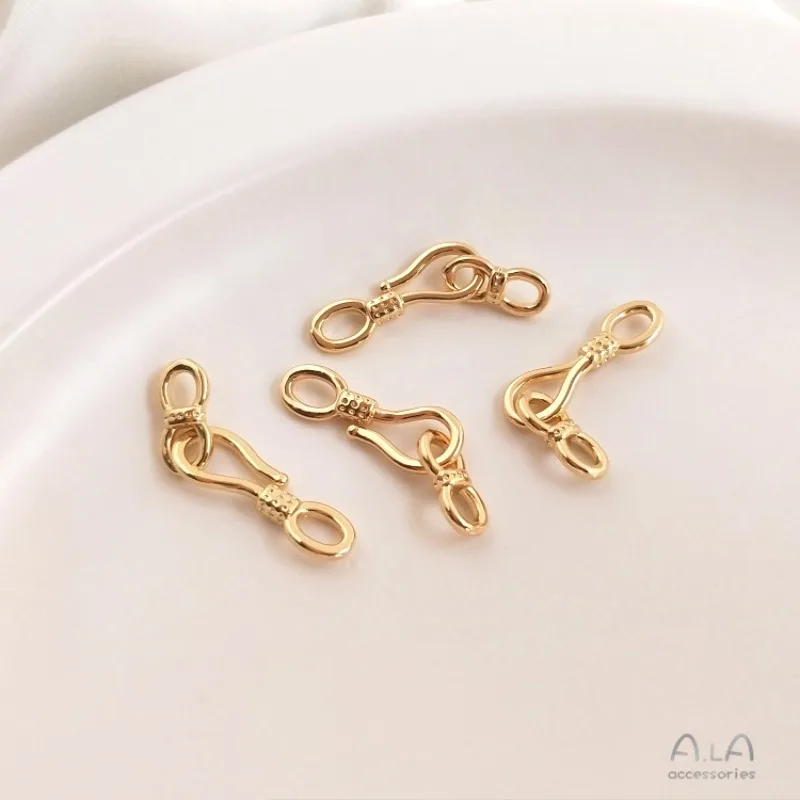 14K Gold Color 8-character Buckle Connection S Buckle Zircon Pendant Bracelet Buckle DIY Fish Hook Jewelry Accessories