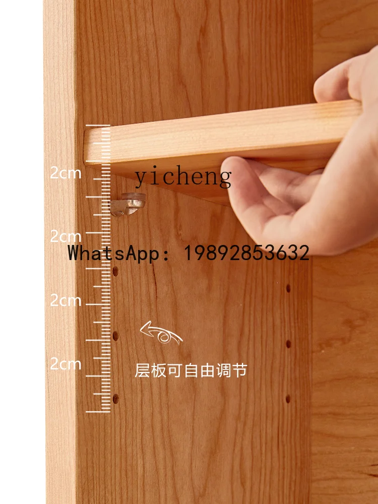Solid Wood Bookshelf Japanese Simple Cherry Wood Bookcase Multifunctional Oak Floor Display Cabinet