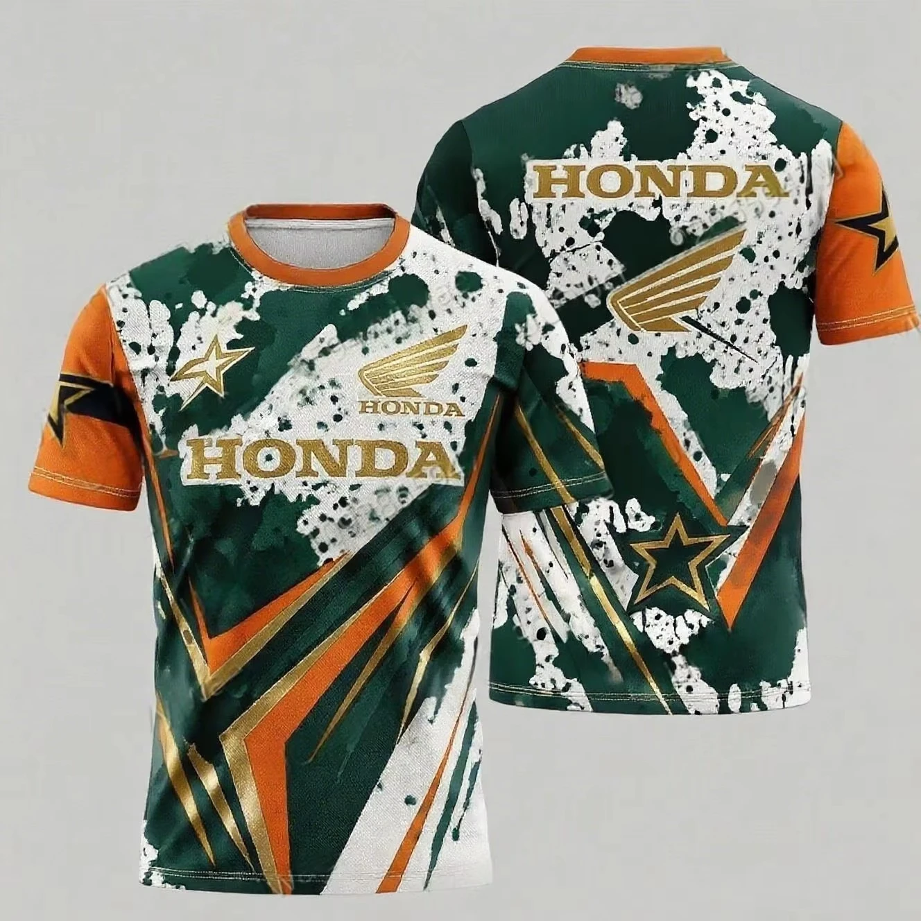 オートバイ乗馬スプラッシュインク印刷速乾性通気性半袖男性と女性ホンダ乗馬カジュアル Tシャツトップス