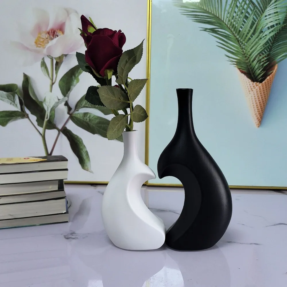 A Set Heart-Shaped Vase Solid Color High-end Water Cultivation Vase Elegant Desktop Decor Flower Arrangement Vase