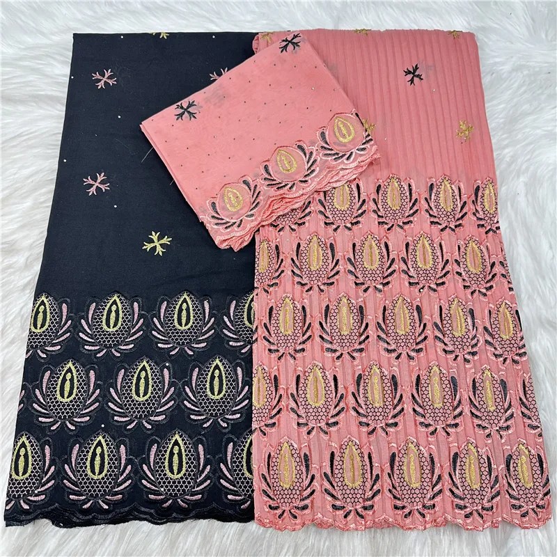 

2.5+2.5 Y Swiss Voile Dry Lace Fabric Lafaya Embroidery African 100% Cotton fold Popular Dubai Style For Party Material 18L19271