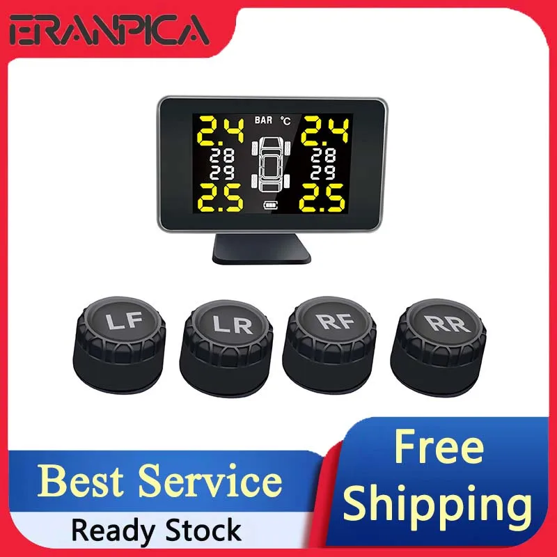 

Eranpica Smart Alarms Intelligent System TPMS Sensor For Cars Tire Pressure Monitor System With Digital Gauge Safety & Security