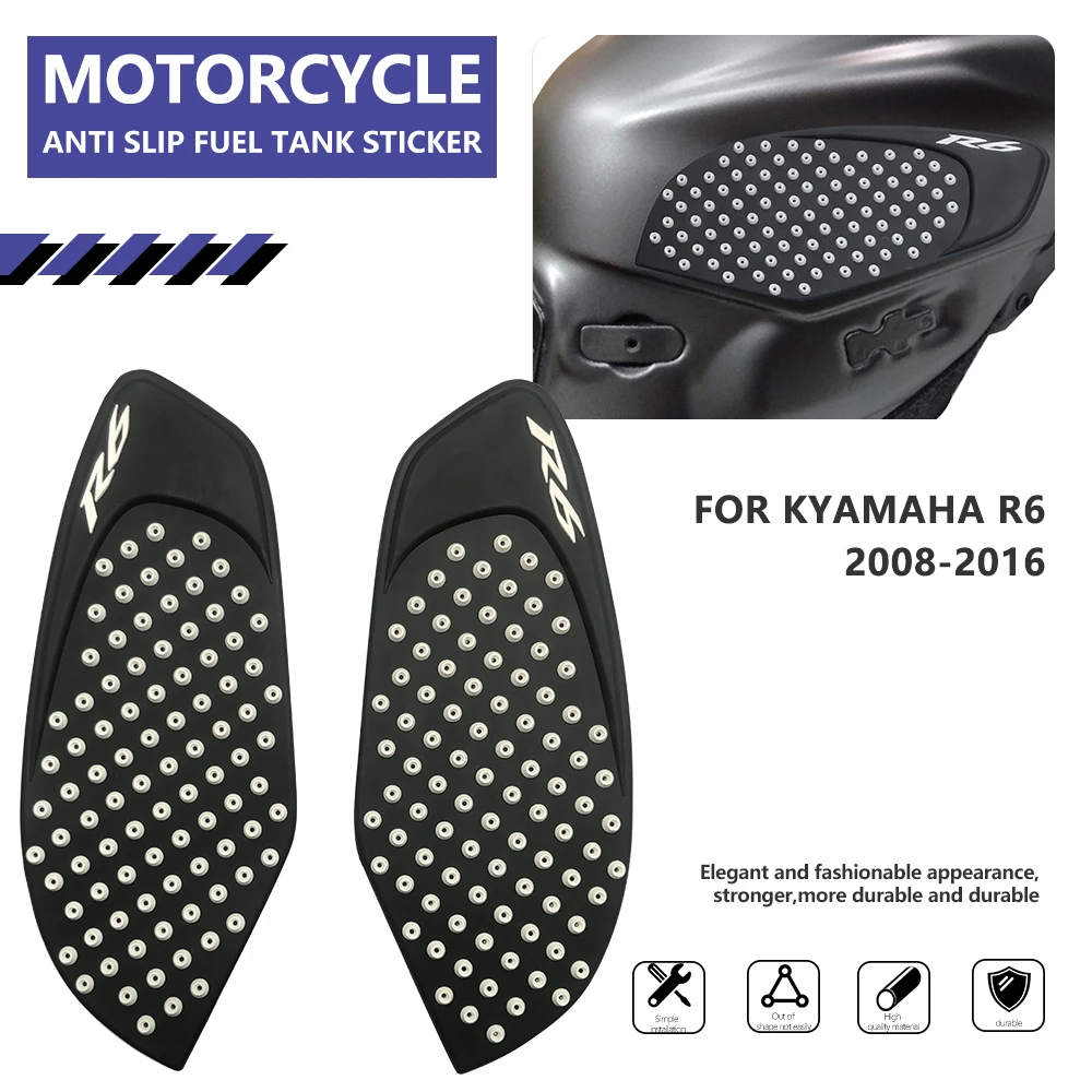 

Motorcycle YZF-R6 Side Fuel Tank Pad 3M Rubber Sticker Knee Protector Anti-wear Anti-slip Decals For Yamaha YZF R6 2008-2016