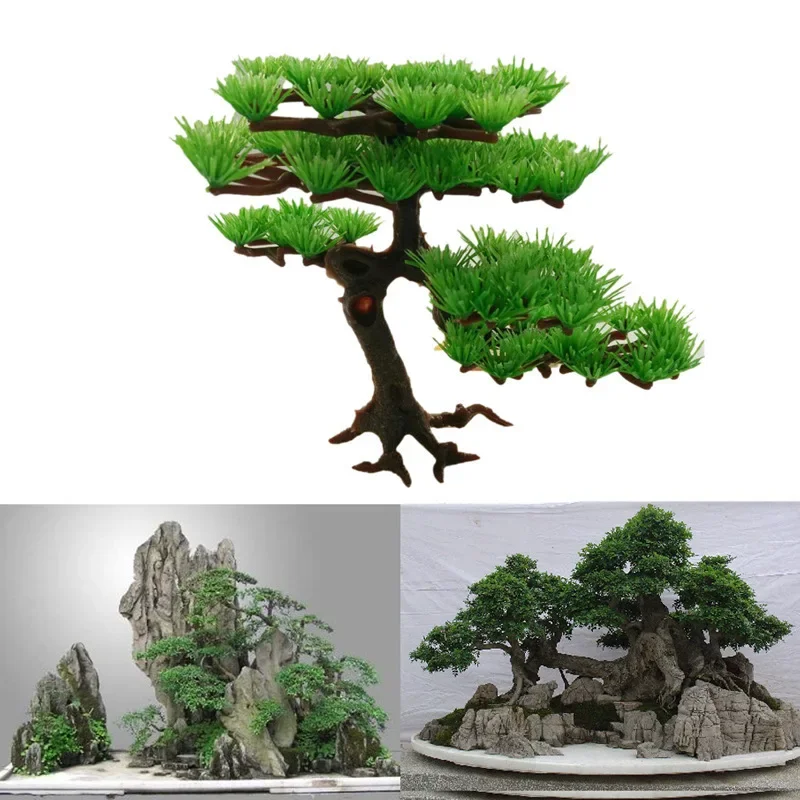 Simulation Pine Tree Plastic Underwater Bonsai Decoration Ornaments Aquarium Fish Tank Landscaping Product Artificial 1 Pcs