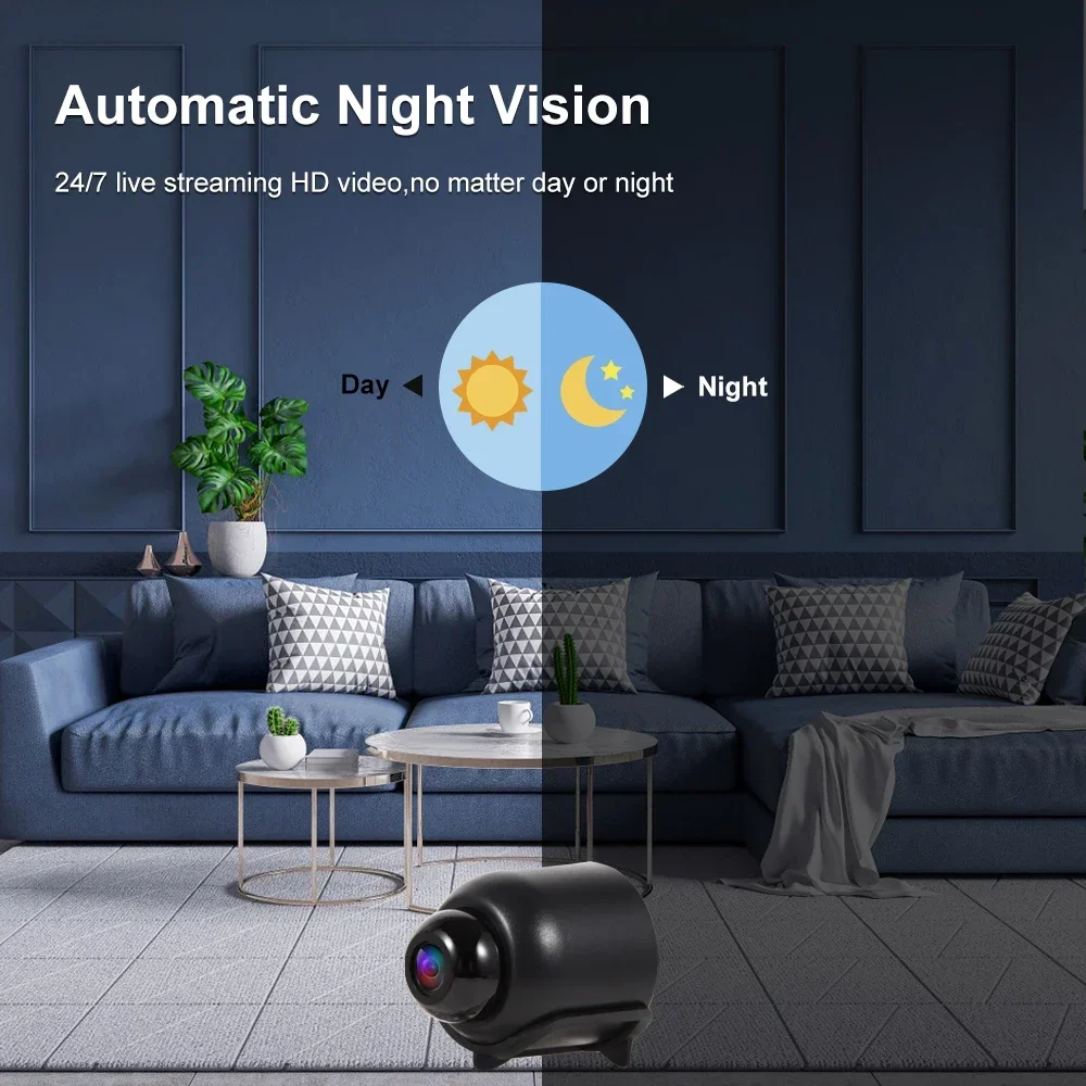 Mini Home Security Surveillance Camera, Visão Noturna, Detecção de Movimento, Câmera de Vídeo, Monitor do Bebê, 1080P, WiFi, Novo