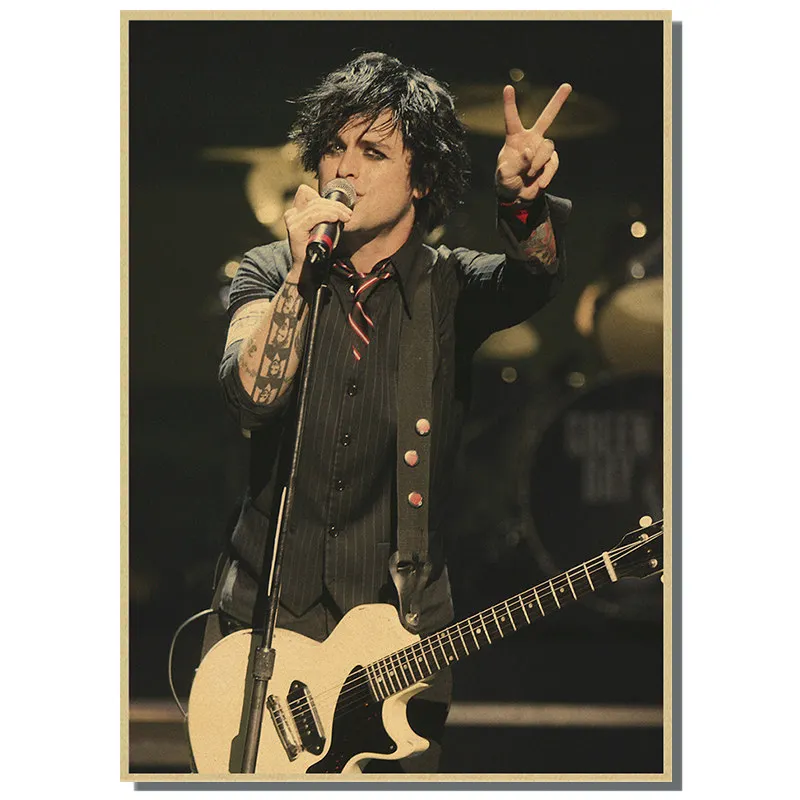 Vintage Retro green day rock band music Guitar Matte Kraft Paper Antique Poster Wall Sticker Home Decora