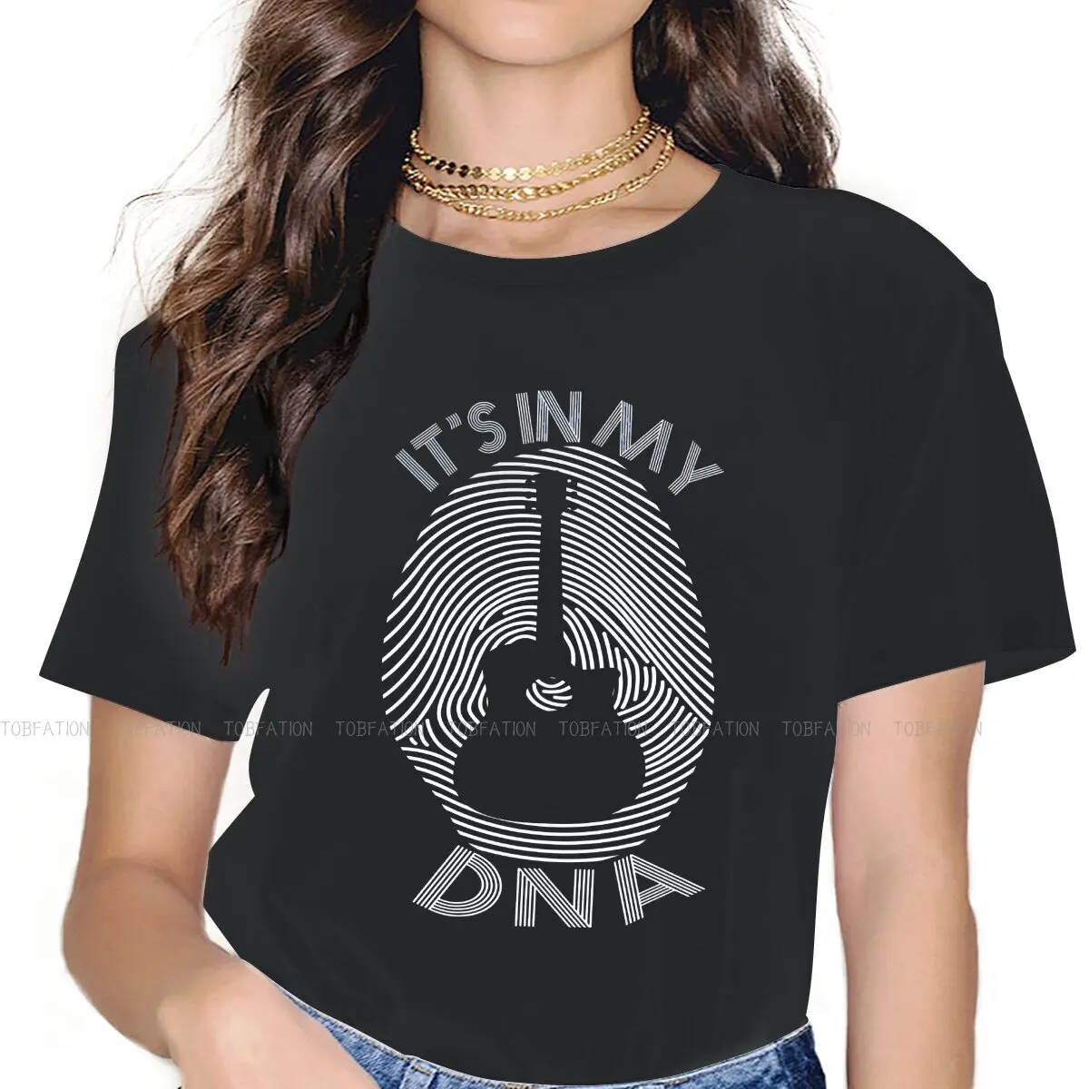 It's In My DNA Fingerprint  Women's T Shirt Bass Guitar Rock Music Ladies Tees Harajuku O-neck Graphic Tshirt Oversized Hipster