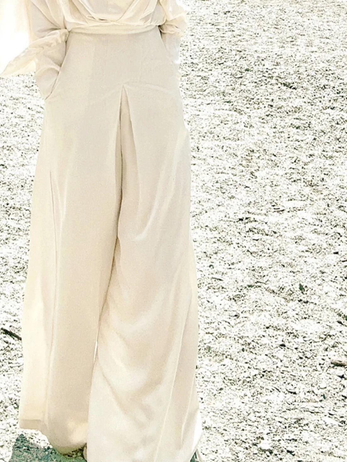 

Сияющие широкие брюки из высококачественного ацетата, длинные брюки-палаццо, повседневные брюки для женщин, модель "Naked Skin Love", с обычной тонкой талией