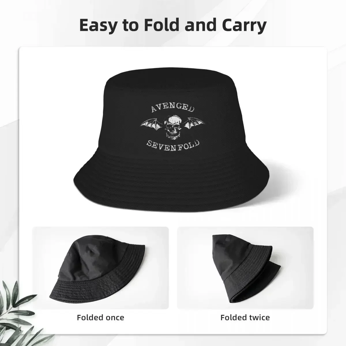 New Vintage Avenged Sevenfold Bucket Hat for Teen Summer Travel Heavy Metal Band Skull Bob  Unique Design Foldable  Hiking