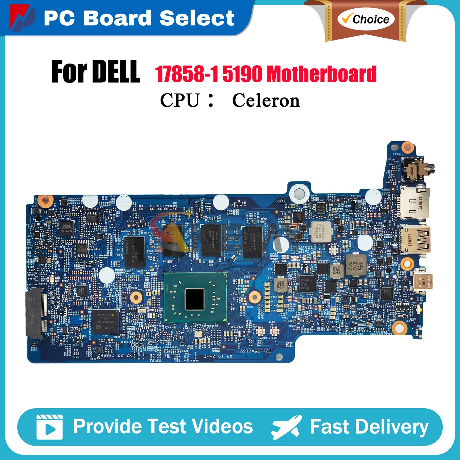 

Laptop Motherboard For Dell Chromebook 11 5190 17858-1 With SSD CN-0PC1G3 0GYPNM PC1G3 Tested OK