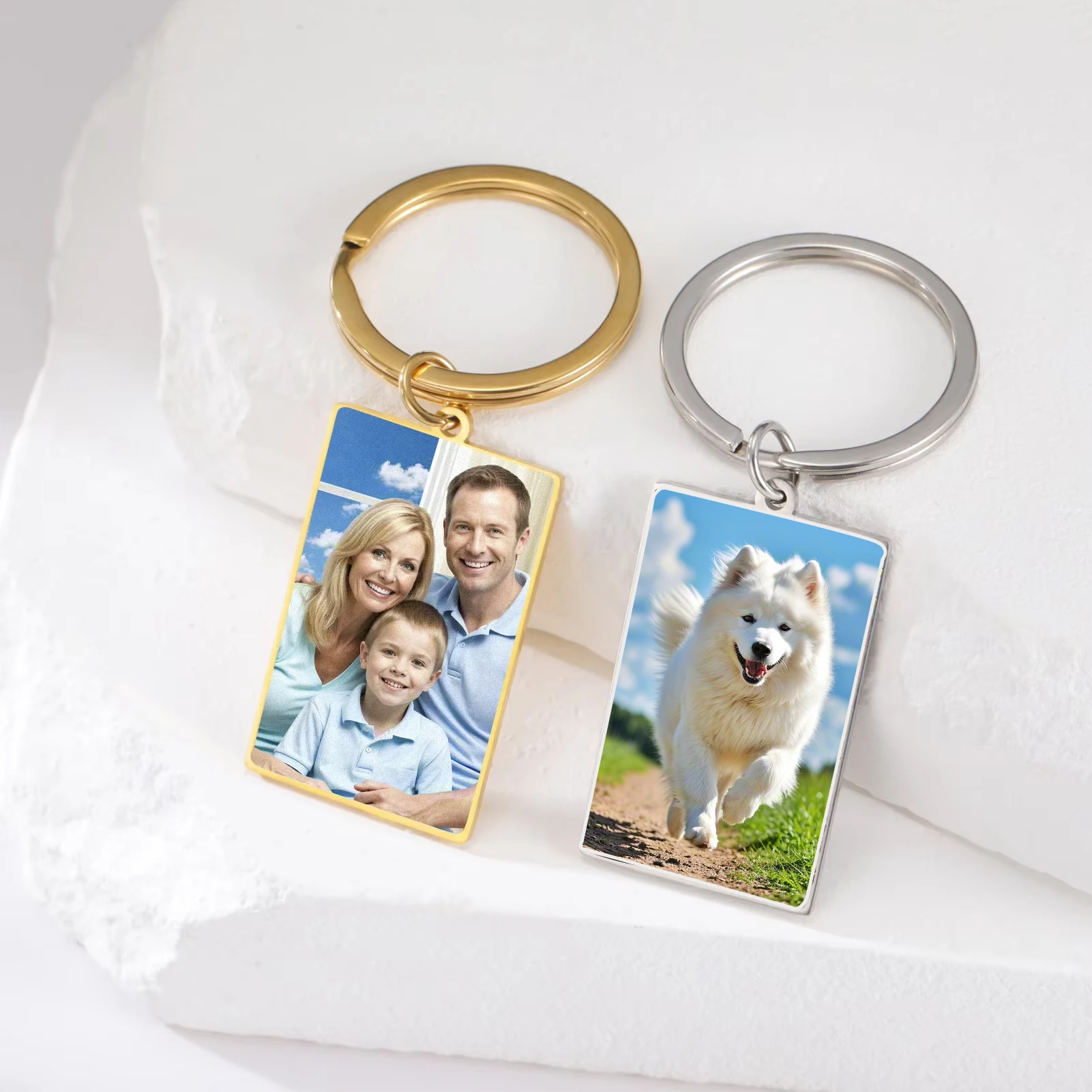 

Sipuris Custom Photo Picture Keychain Stainless Steel Personalized Hip Hop Medallion Memory Pendant Keyring Jewelry Family Gifts