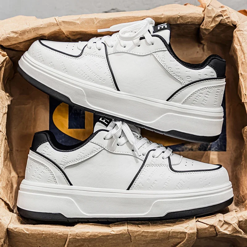 

Men's Spring and Autumn Line Color-blocked Thick-soled Height-increasing Flat Heel Low-top Round-toe Lace-up Sports Sneakers