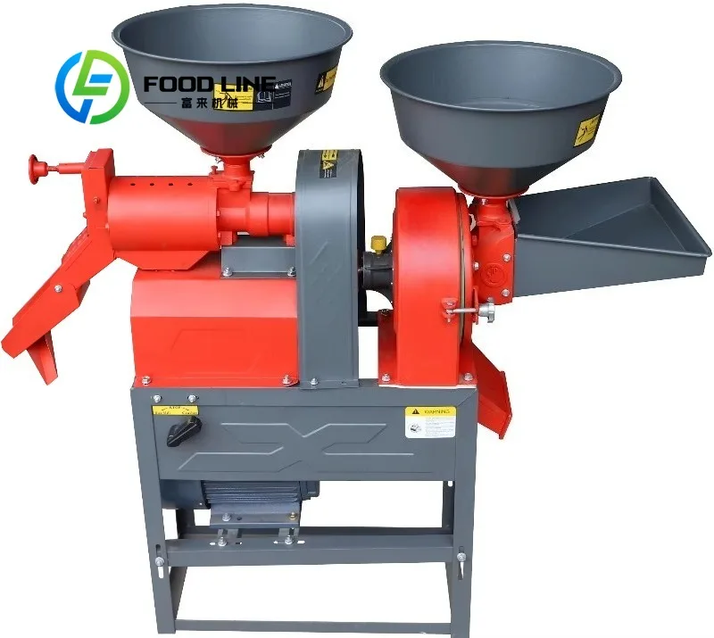 2 in 1 500 Kg/h Portable Mini Combined Rice Mill Machine Grain Grinding Machine Rice Sheller Wheat Flour Processing Machine