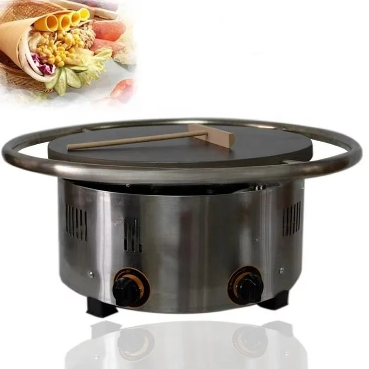 Commercial Diameter 45cm Electric/Gas Rotary Pancake Machine Hotcake Pancake Stove Bread Griddle Cake Frying Machine
