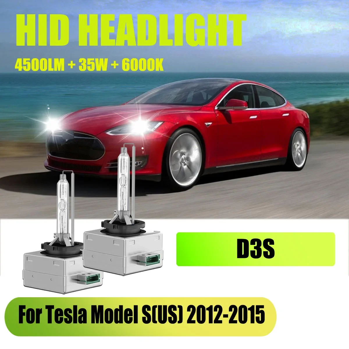 2Pcs D3S Xenon Headlight Bulbs 35W - High Intensity Discharge Technology For Tesla Model S(US) 2012 2013 2014 2015